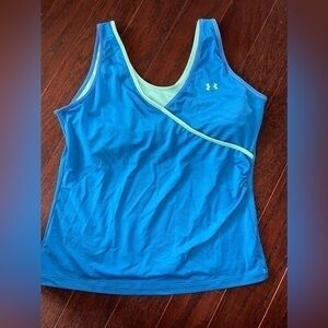 Under Armour Swim Tank Top Shirt Adult L Blue Lightweight Athletic Womens